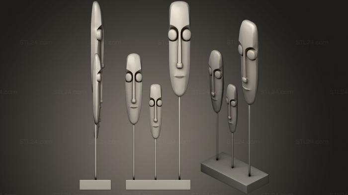 Статуэтки и статуи разные (Скульптурные лица, STKR_0940) 3D модель для ЧПУ станка